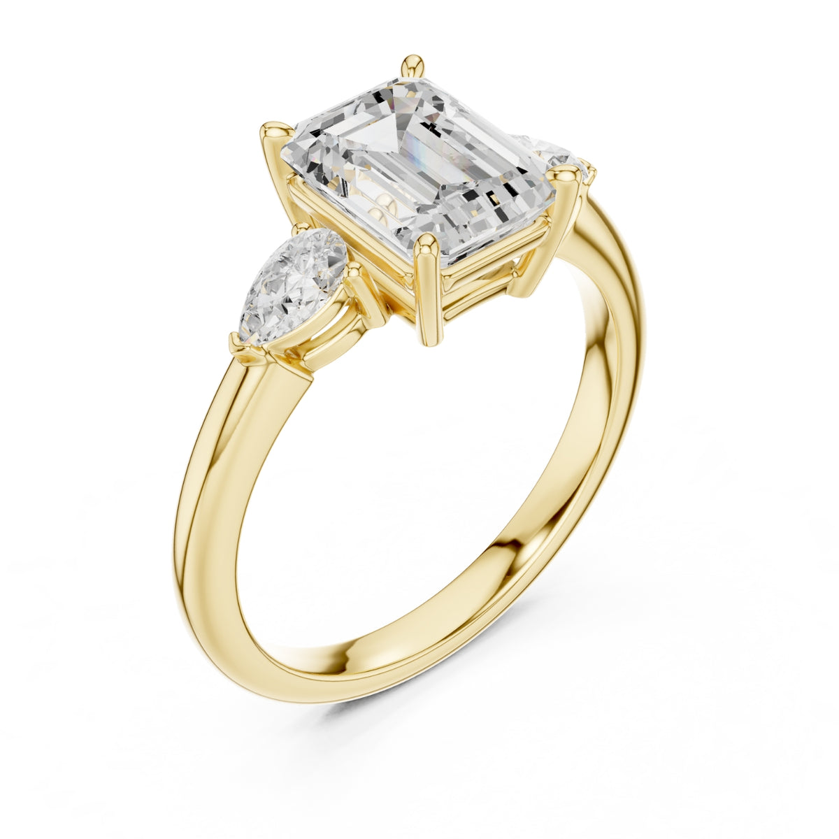 Three-Stone Engagement Ring with Pear Side Diamonds