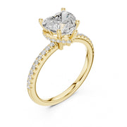 Diamond Engagement Ring with Hidden Halo & Pave Band