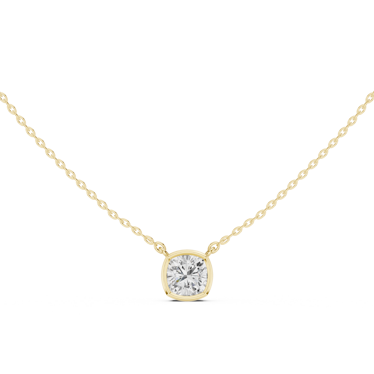 Diamond Solitaire Bezel Pendant Necklace
