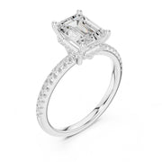 Diamond Engagement Ring with Hidden Halo & Pave Band