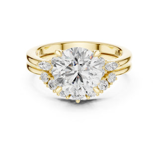 Diamond Bridal Set Ring with Marquise & Round Accent Diamonds