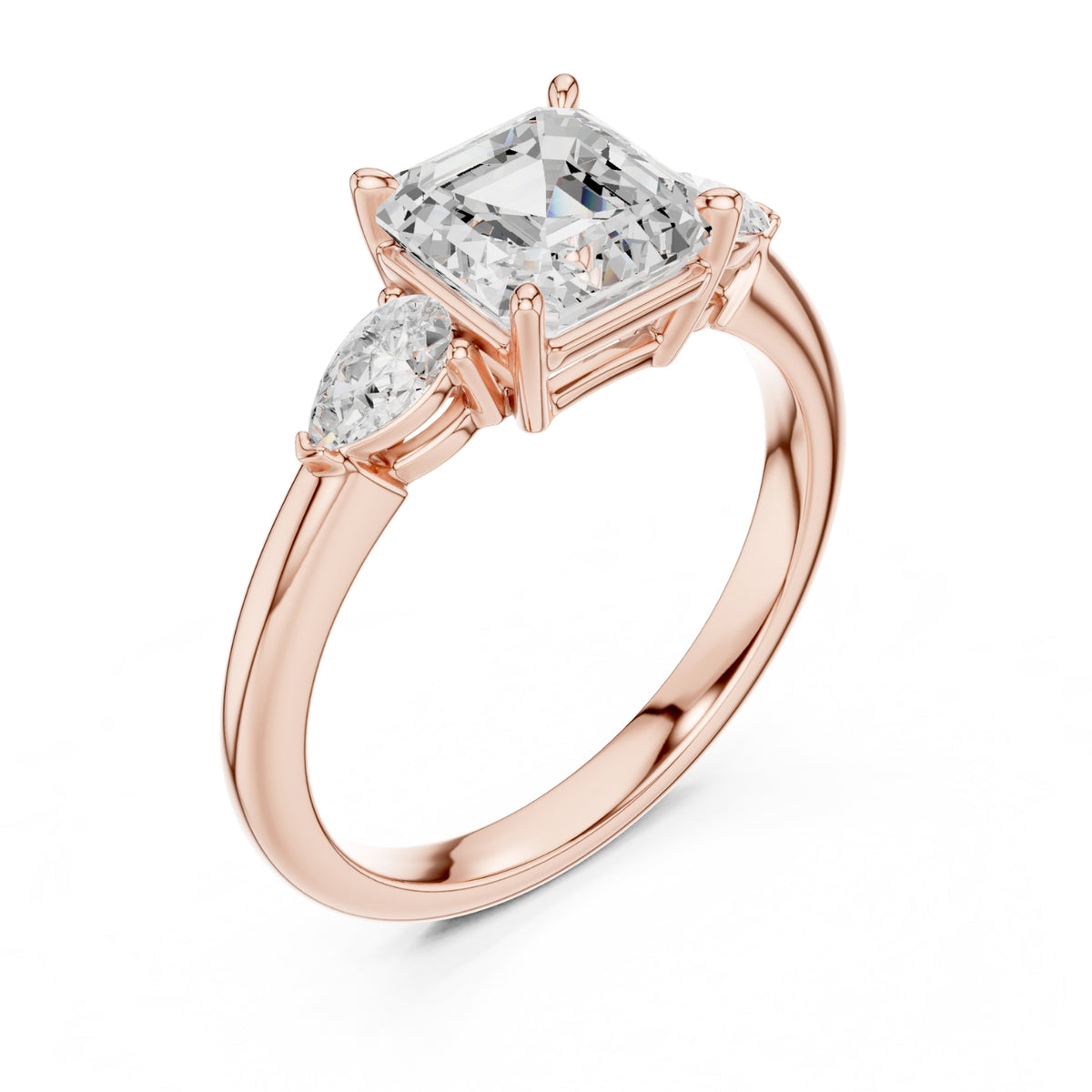 Three-Stone Engagement Ring with Pear Side Diamonds