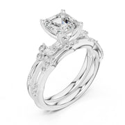 Elegant Diamond Bridal Set with Marquise & Round Accents – Vintage-Inspired Setting