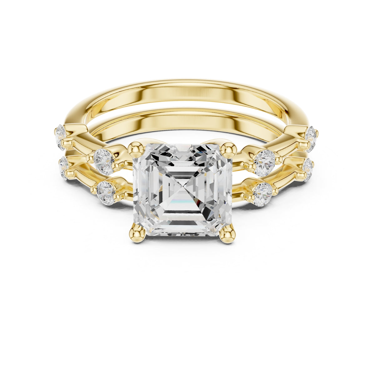 Diamond Bridal Set with Side Stones – 2.86 Carat