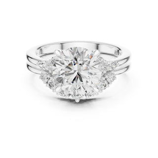 Diamond Bridal Set Ring with Marquise & Round Accent Diamonds