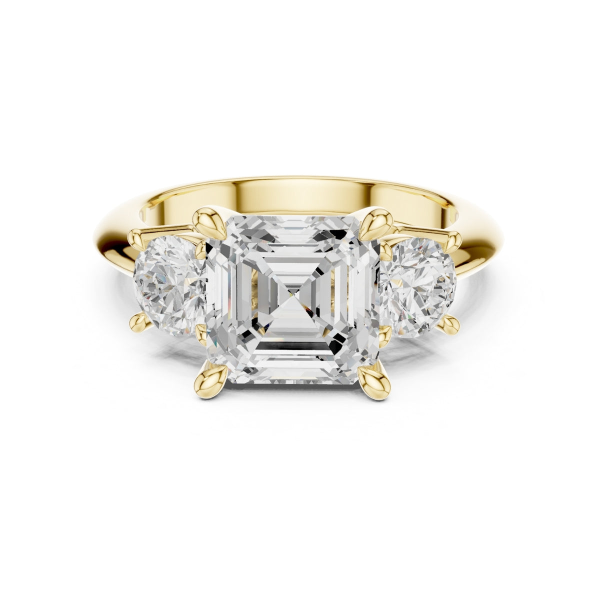 Three-Stone Diamond Engagement Ring | 2.5ct Center with Round Side Stones