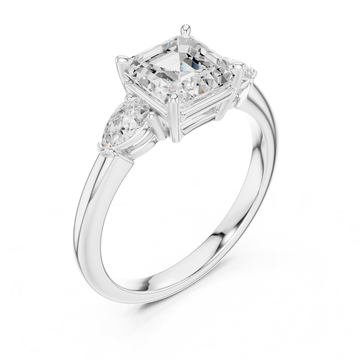 Three-Stone Engagement Ring with Pear Side Diamonds