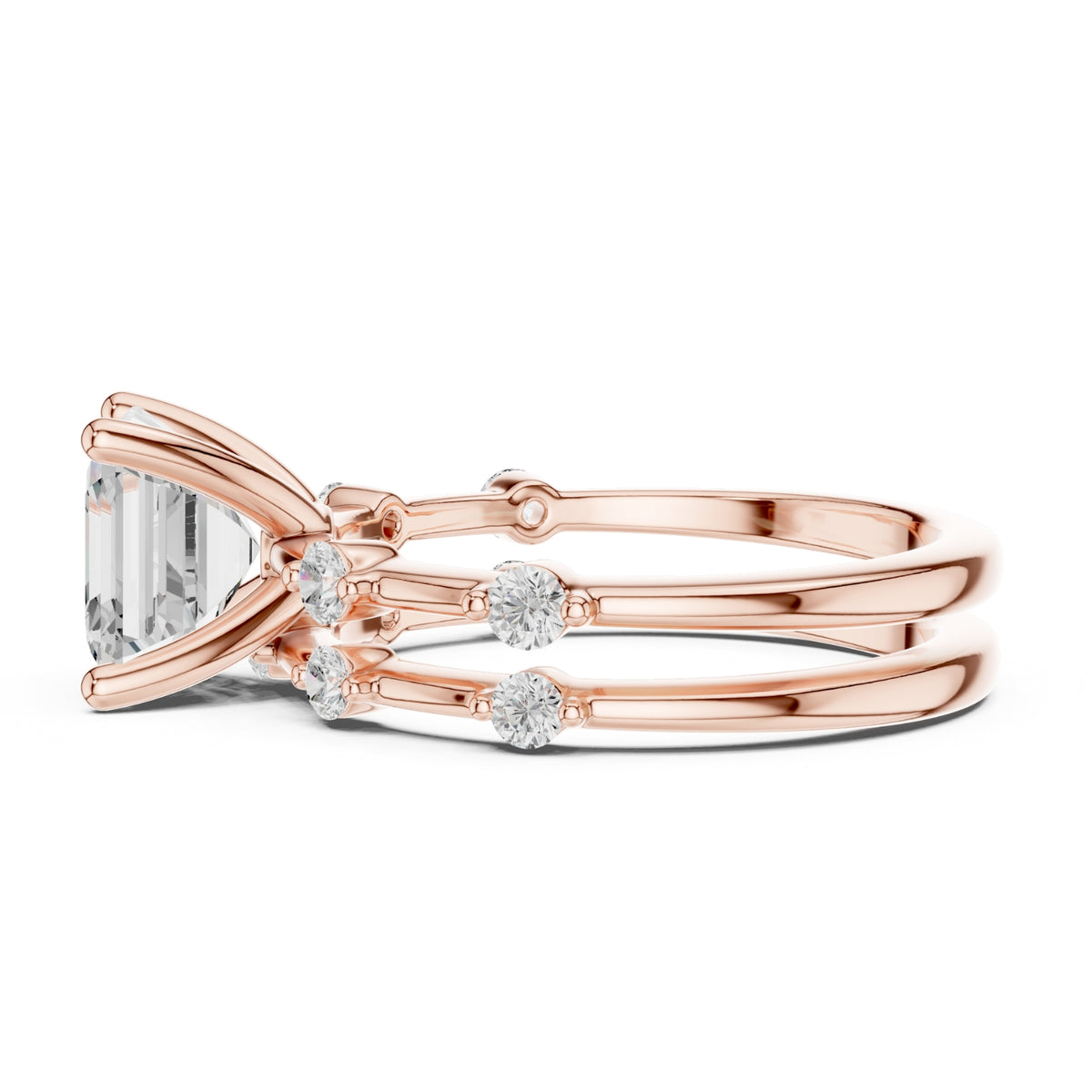 Diamond Bridal Set with Side Stones – 2.86 Carat