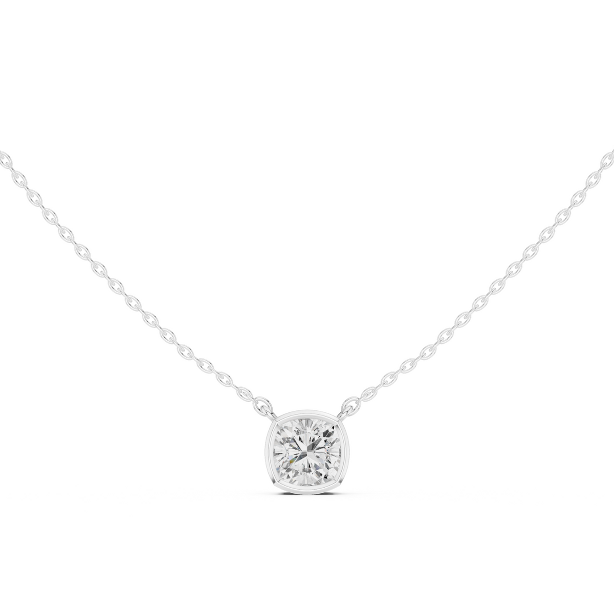 Diamond Solitaire Bezel Pendant Necklace