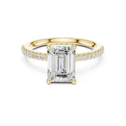 Diamond Engagement Ring with Hidden Halo & Pave Band
