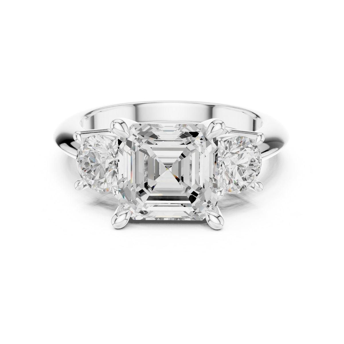 Three-Stone Diamond Engagement Ring | 2.5ct Center with Round Side Stones