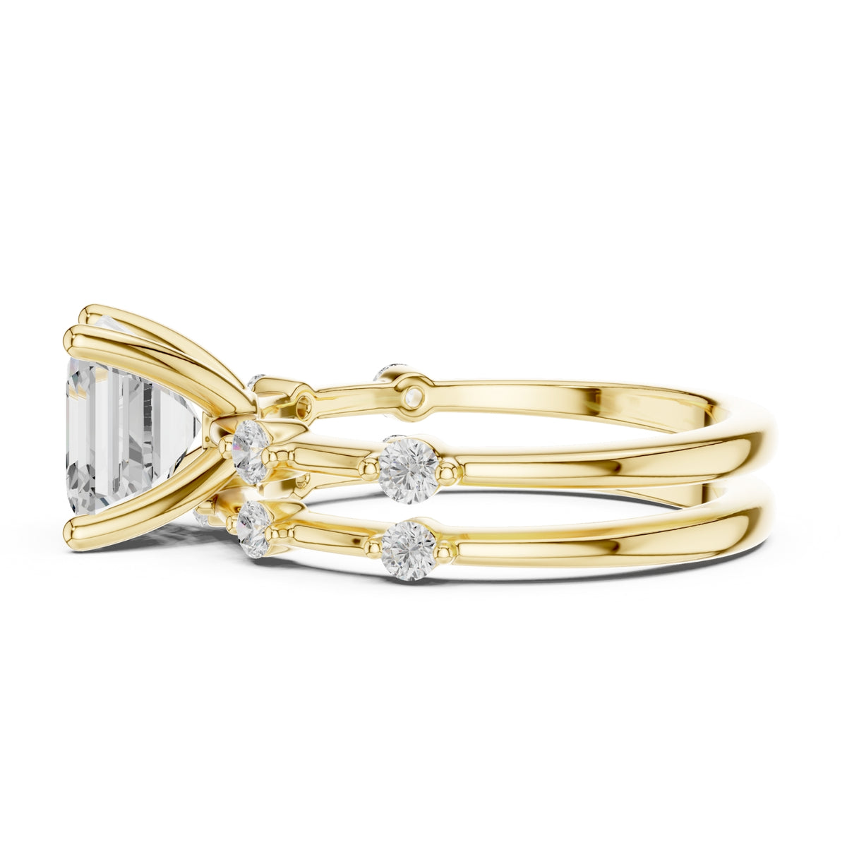 Diamond Bridal Set with Side Stones – 2.86 Carat