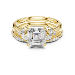 Elegant Diamond Bridal Set with Marquise & Round Accents – Vintage-Inspired Setting