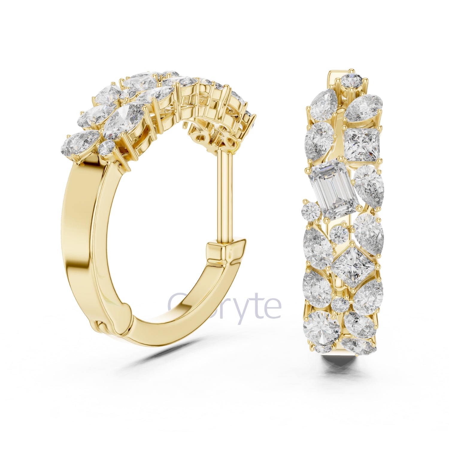 Cluster Diamond Hoop Earrings