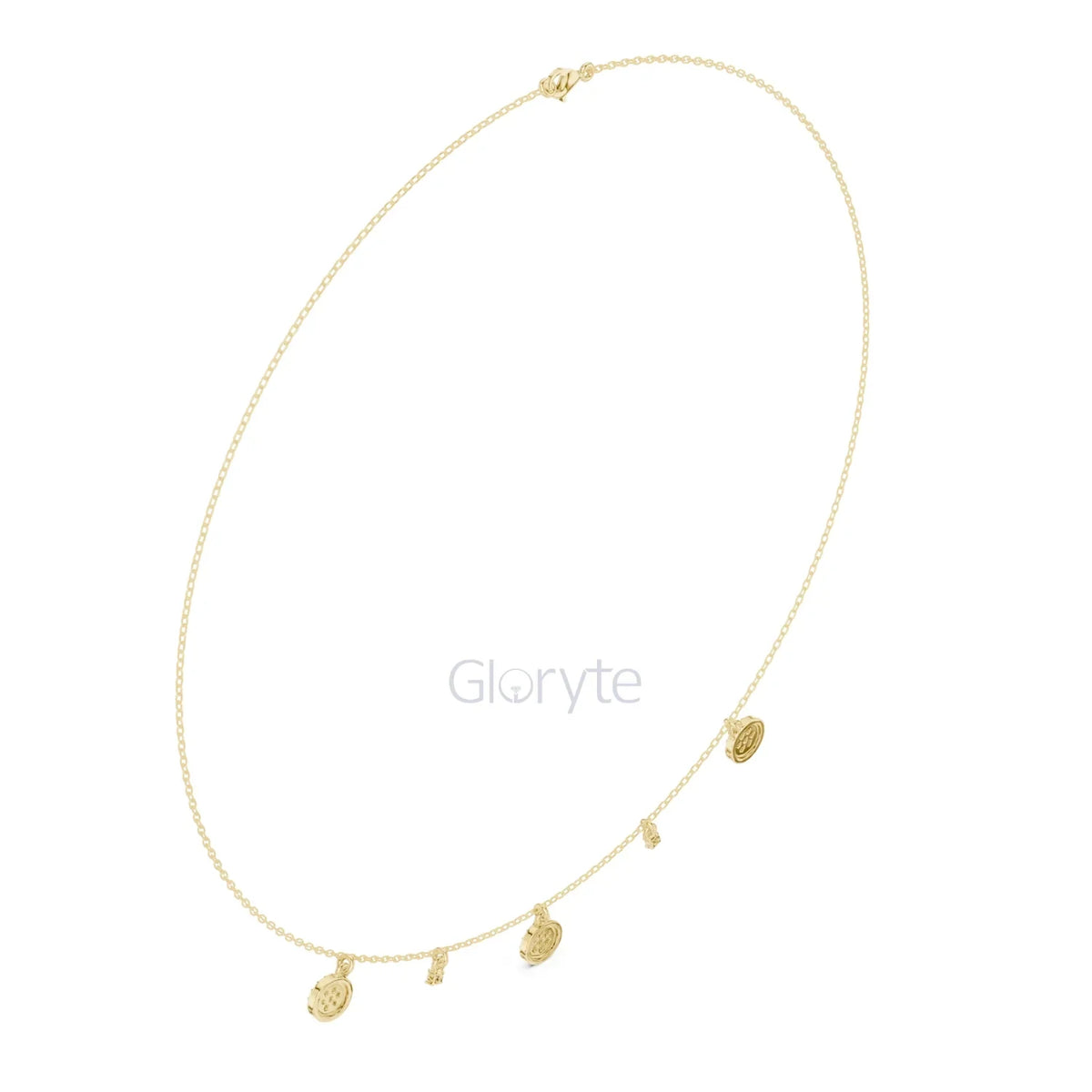 Diamond Charm Necklace – Pave Disc & Solitaire Pendant