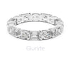 Emerald and Oval Cut Diamond Eternity Band Ring – Lab Grown or Moissanite in 925 Silver, 10K & 14K Gold