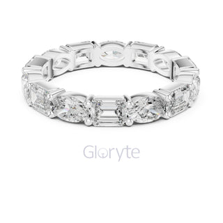 Emerald and Oval Cut Diamond Eternity Band Ring
