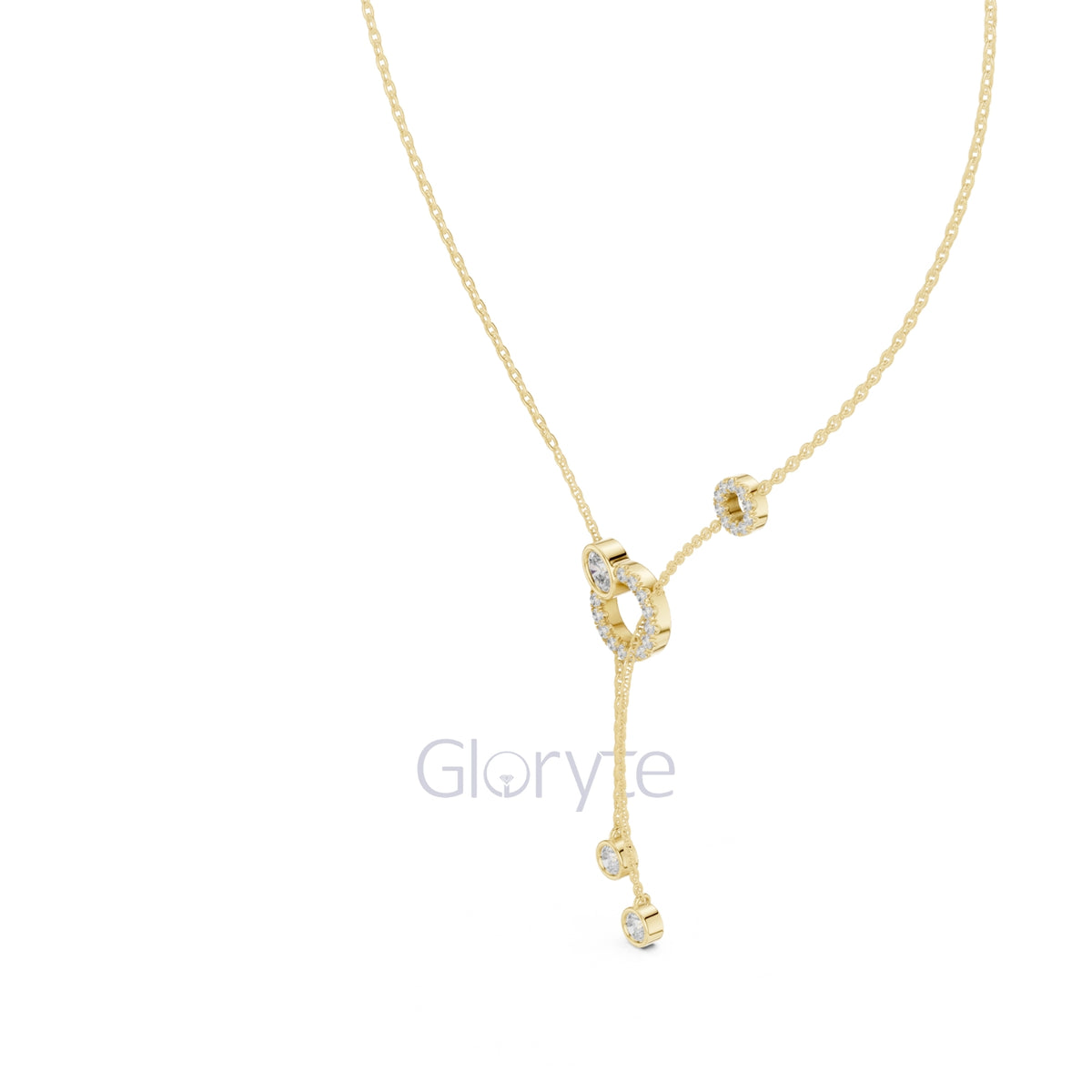 Interlocking Circle Drop Diamond Necklace