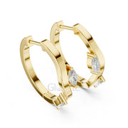 Wavy Marquise Diamond Hoop Earrings