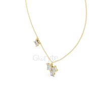 Princess Cluster Diamond Pendant Necklace