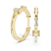 Minimalist Baguette Moissanite Hoop Earrings