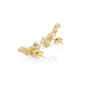 Emerald-Cut Diamond Cluster Earrings