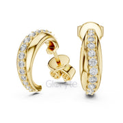 Classic Half Hoop Diamond Earrings with Graduated Round Stones