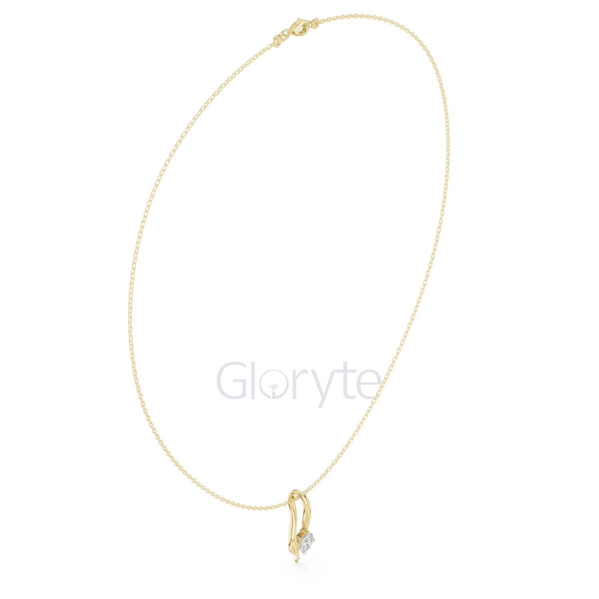 Solitaire Curve Diamond Pendant Necklace