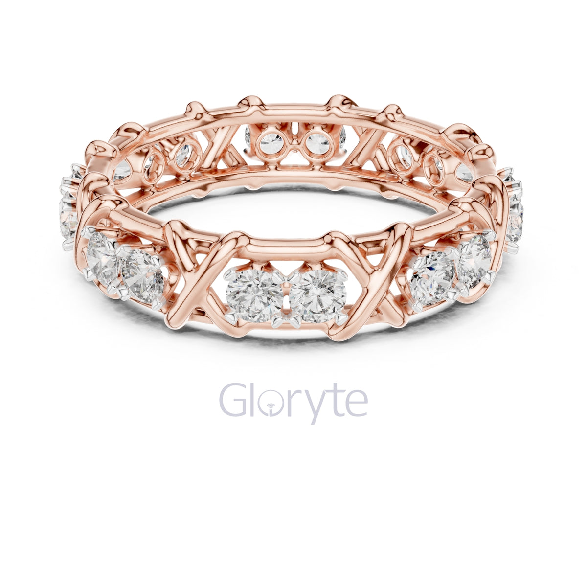 Criss-Cross Diamond Eternity Band – Round Cut