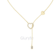 Diamond Heart Drop Pendant Necklace with Accent Chain – Includes Chain