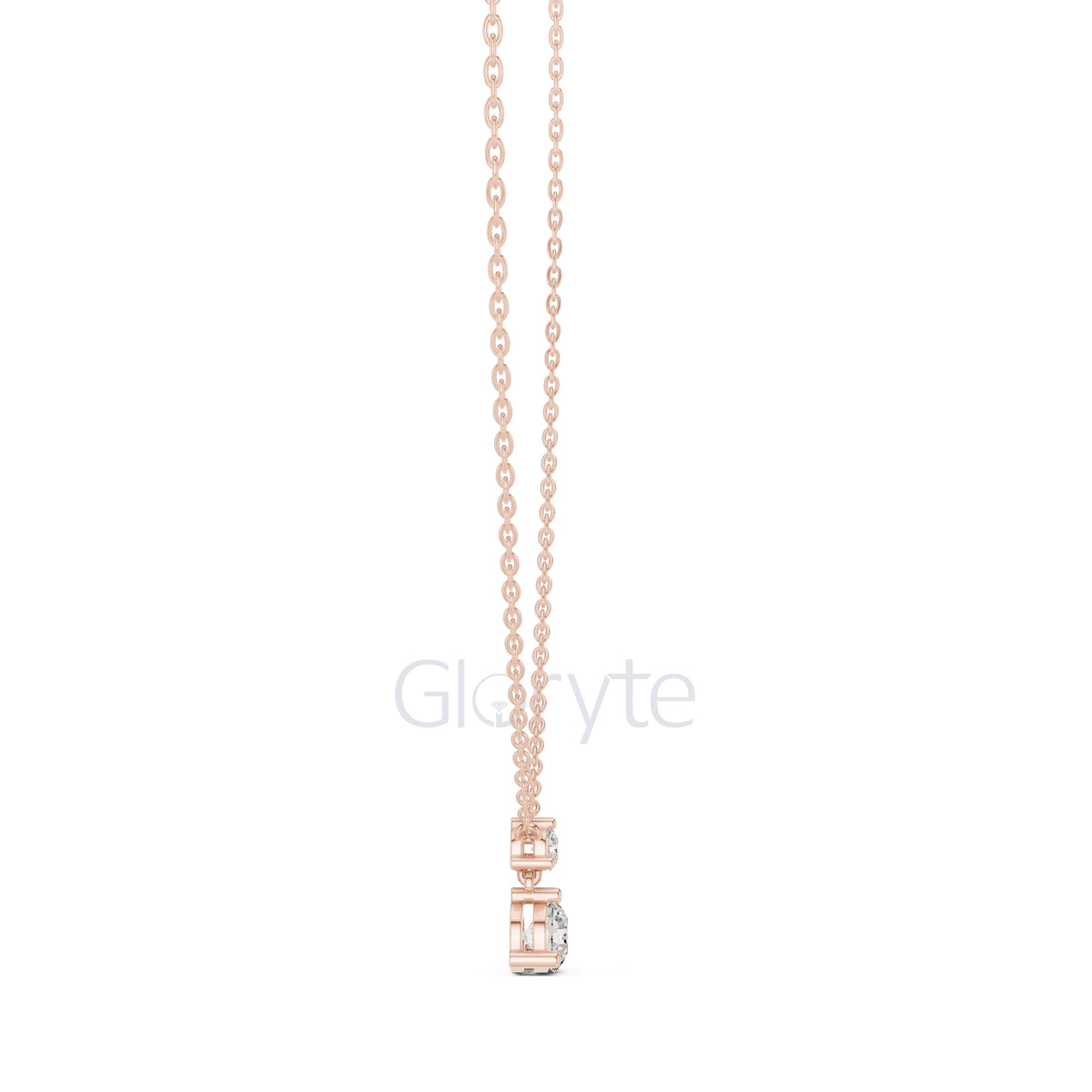 Two Stone Diamond Pendant Necklace