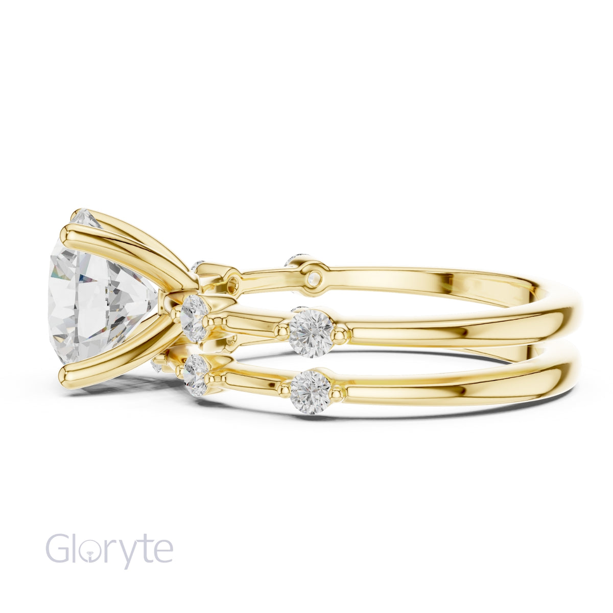 Diamond Bridal Set with Side Stones – 2.86 Carat