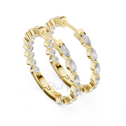 Marquise & Round Diamond Hoop Earrings