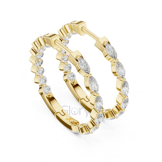 Marquise & Round Diamond Hoop Earrings