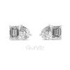 Pear & Emerald-Cut Diamond Stud Earrings | Lab-Grown & Moissanite | Silver or Gold
