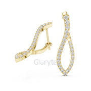 Twist Hoop Diamond Earrings with Modern Wave