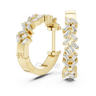 Baguette Cluster Hoop Earrings