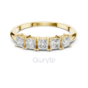 Princess Cut Five Stone Diamond Eternity Band Ring