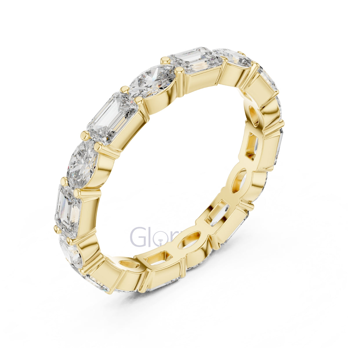 Emerald & Oval Cut Diamond Eternity Band