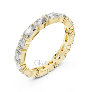 Emerald & Oval Cut Diamond Eternity Band