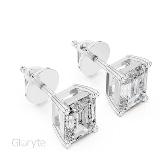 Emerald Cut Diamond Stud Earrings
