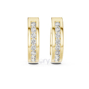 Classic Channel Set Diamond Hoop Earrings