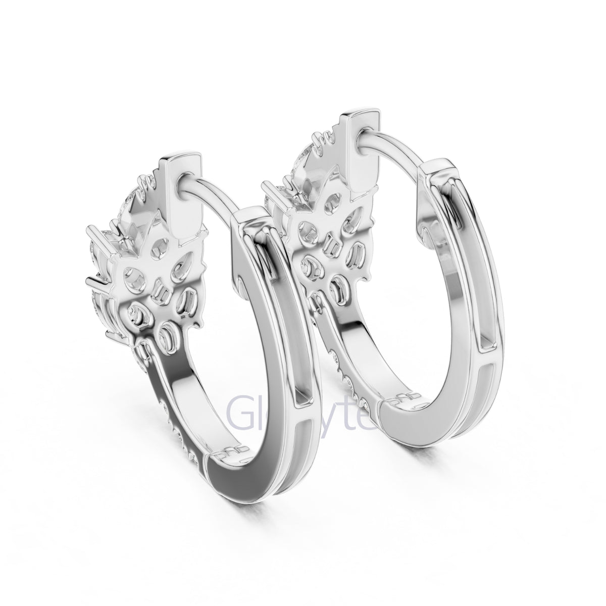 Pear & Round Diamond Hoop Earrings