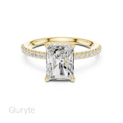 Diamond Engagement Ring with Hidden Halo & Pave Band