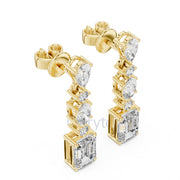 Radiant Cascade Drop Earrings with Mixed Diamond Cuts