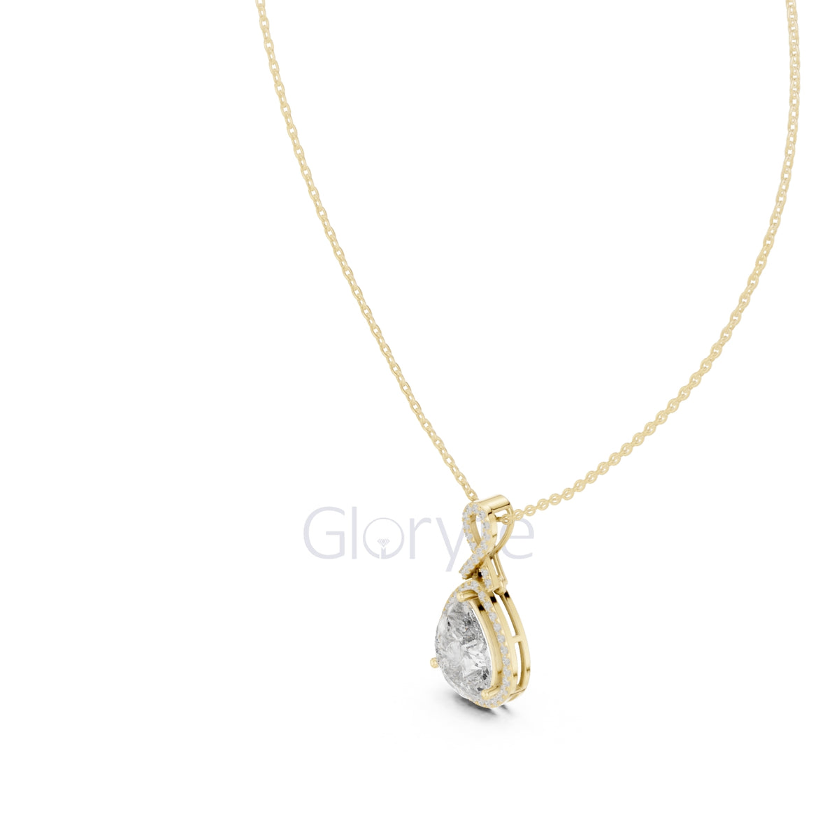 Infinity Halo Pear Pendant Necklace