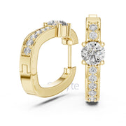 Classic Round Solitaire Diamond Hoop Earrings
