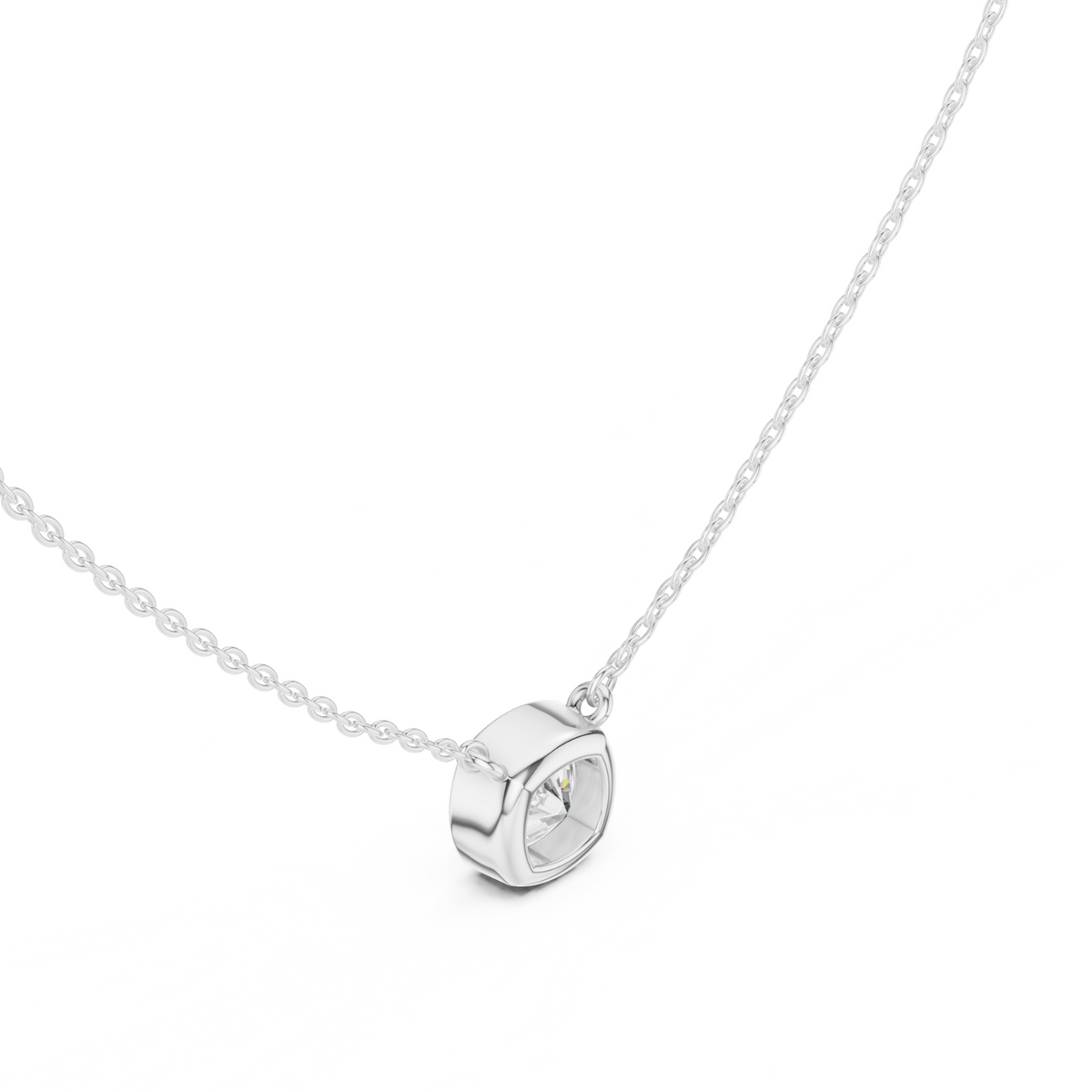 Diamond Solitaire Bezel Pendant Necklace