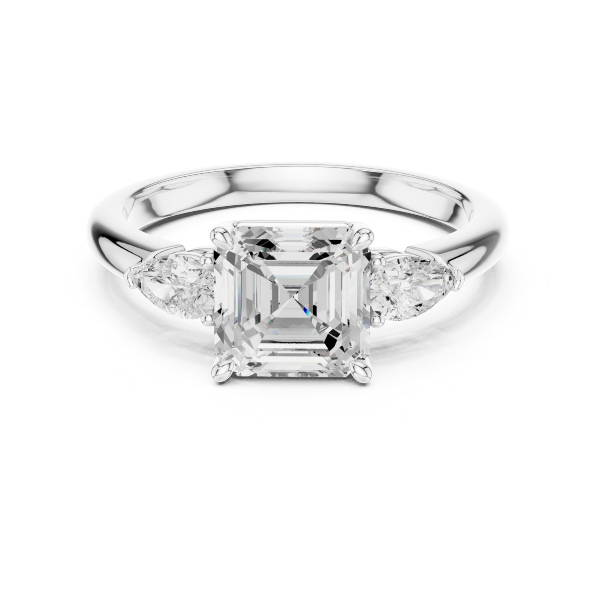 Three-Stone Engagement Ring with Pear Side Diamonds