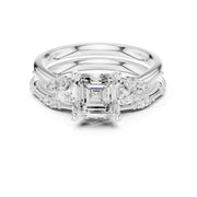 Elegant Diamond Bridal Set with Marquise & Round Accents – Vintage-Inspired Setting